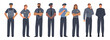 Policemen and women, isolated officers and sheriffs, cops and traffic inspectors. Vector flat cartoon character, law enforcement representatives wearing uniform with badges, profession and work