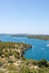 Wall Mural - Panoramic view of the landscape in the St. Anthony Channel in the state of Šibenik-Knin Croatia
