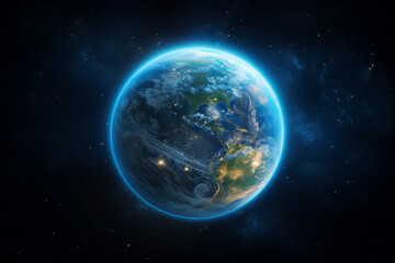 Wall Mural - AI generated image of cosmos landscape with stars and planets.