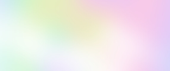 Wall Mural - Abstract noisy gradient background of multicolored pastel yellow pink green white colors. Color palette, colorful pattern with a soft noise effect. Holographic blurred grainy gradient banner texture