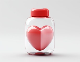 Wall Mural - Heart in a jar or bottle. Background with selective focus and copy space