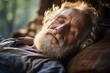 elderly bearded man sleeping on a bed, close-up. The problem of sleep in the elderly. Sleep Quality
