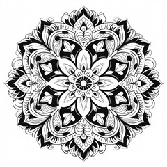 Sticker - An magnificent artistic and easy to color black and white coloring page showcasing a stunning mandala design