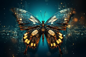 Poster - Innovative Information technology butterfly. Internet economy. Generate Ai