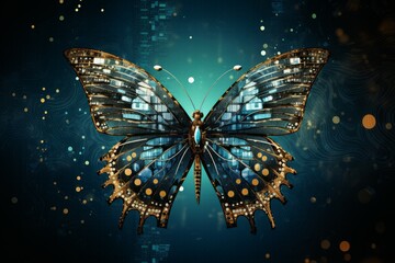 Poster - Complex Information technology butterfly. Internet economy. Generate Ai