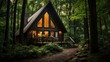charming cabin nestled among trees, offering a peaceful retreat in the woods.