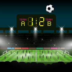 Canvas Print - Football - soccer stadium with crowd - night event, vector