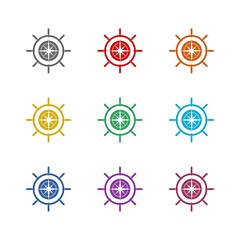 Poster - Ship wheel logo design concept  icon isolated on white background. Set icons colorful