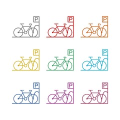 Canvas Print - Park bicycle area place  icon isolated on white background. Set icons colorful