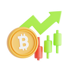 Poster - Bitcoin Candlestick Graph 3D illustrations