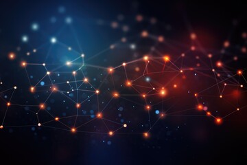 Poster - abstract polygonal space low poly dark background with connecting dots and lines, abstract technolog