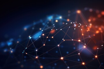 Poster - abstract technology background with connection lines and dots. 3d rendering, abstract technology bac