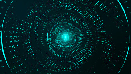 Poster - Abstract digital background. Big data visualization. Circular rotations of fantasy circle of colorful particles, beautiful color spiral. 3d rendering.