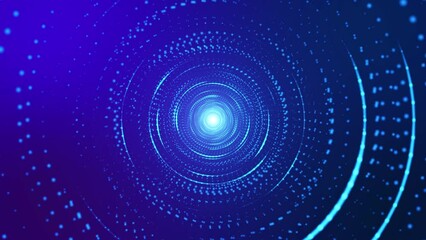 Poster - Abstract digital background. Big data visualization. Circular rotations of fantasy circle of colorful particles, beautiful color spiral, elegant particle background video. 4k animation.