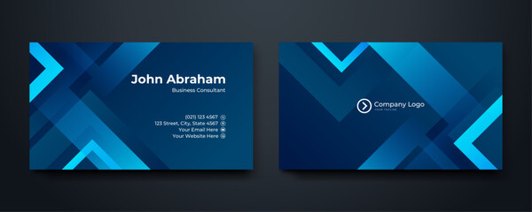 Wall Mural - Blue vector professional creative business card template design. Modern simple minimalist business card template