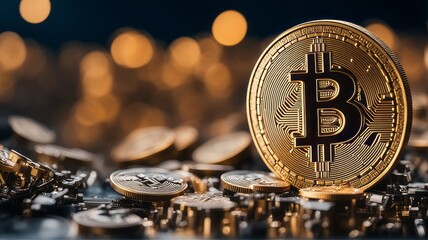 Poster - Digital Bitcoin Currency is a new form of currency that uses blockchain technology. It is digital and makes cash transactions fast and secure.