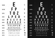 Poster for vision testing in ophthalmic study with which the doctor. Art design medical poster with sign. Concept graphic element for ophthalmic test for visual examination. Vector illustration