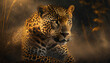 Jaguar, dziki kot na ciemnym tle abstrakcja, dekoracja, tapeta, generative ai 