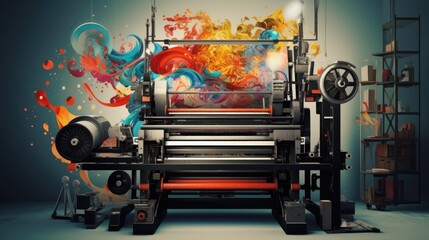Printer for printing business. sign banner. print machine