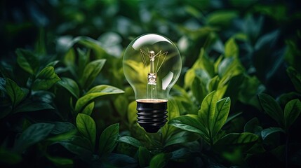 Wall Mural - green energy light bulb concept. generative ai