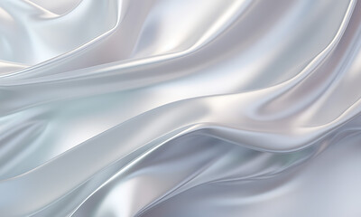 Aufkleber - White material background in the style of chrome plated, digital gradient blends, smooth surfaces, luxurious drapery, lens flares, blurred, curved mirrors. Abstract background. Mirror texture.