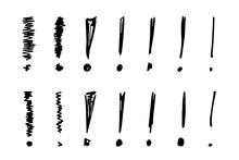 Hand Drawn Ink Exclamation Mark Illustration In Sketch Style. Elements For Design