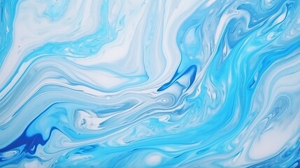 Sticker - Blue liquid marble background with flowing texture is a form of experimental art.