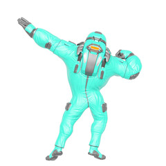 Wall Mural - astronaut cartoon is doing the artistic muscle pose in rear view