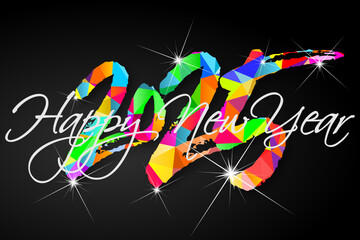 Wall Mural - Happy new year - best wishes 2025 with colorful truncated number. Perfect vector for poster, banner, greeting and new year 2025 celebration.