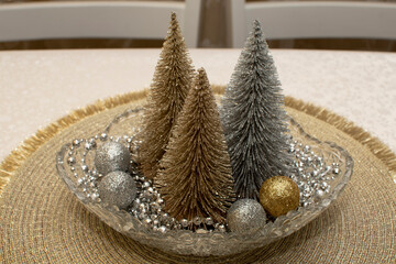 Wall Mural - Decorative christmas trees in glass vase