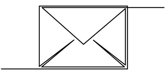 Poster - Envelope continuous line drawing. Email linear symbol. Vector illustration isolated on white.