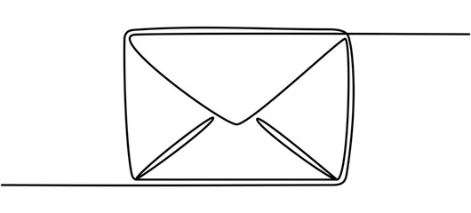 Poster - Envelope continuous line drawing. Email linear symbol. Vector illustration isolated on white.