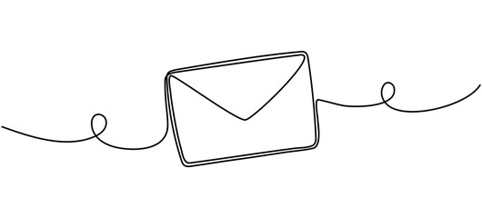 Poster - Envelope continuous line drawing. Email linear symbol. Vector illustration isolated on white.