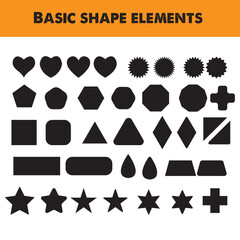 Wall Mural - basic shape elements with sharp and rounded edges vector set. eps 10
