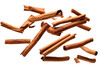 Falling cinnamon sticks isolated on white or transparent background