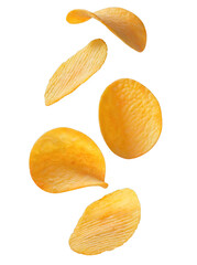 Wall Mural - Flying delicious potato chips cut out