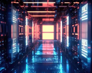 Computer server room, software infrastructure for data storage.