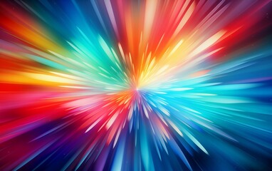 Wall Mural - Abstract rainbow coloured starburst blur design template.