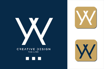 Alphabet letters WA or AW logo monogram