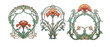 © SlothGraphics - Selection of three art nouveau style floral design elements, decor, iris and orchids