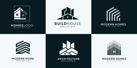 Wall Mural - Set of building architecture logo with modern creative concept for company or business brand identity.