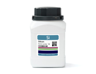 Poster -  Silicon chemical element with the symbol Si