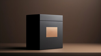 Sticker - A black box with a gold square on top of it, AI