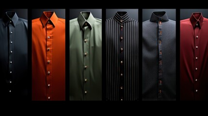 Wall Mural - A row of men's dress shirts with different colors and patterns, AI