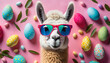  Easter llama among Easter eggs
