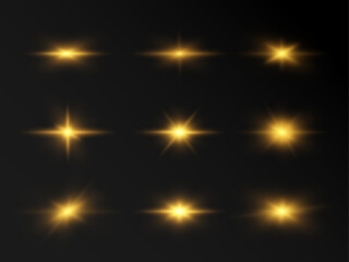 Poster - Set of light effects. A flash of warm light, a star on a transparent background. Sun, summer. light sunlight. Vector	