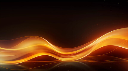 Poster - Orange and yellow neon fluid, glowing futuristic abstract background, swirl, line, boxes, data transfer or equalizer