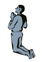 Sticker - Vector drawing. Adult praying man