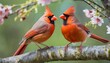 northern cardinal pair in spring