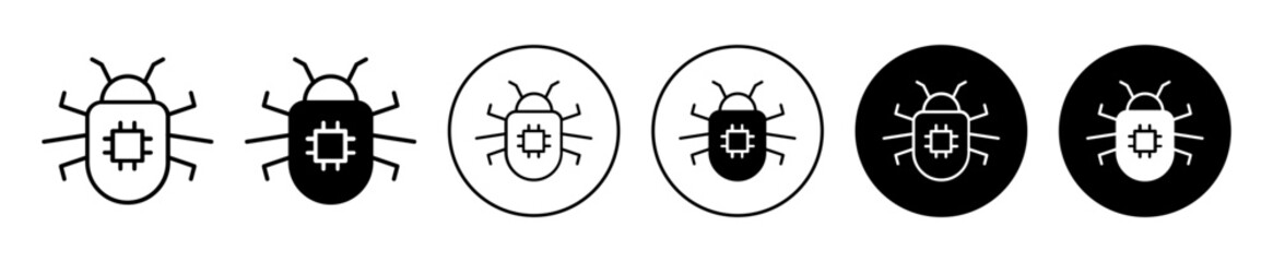 Aufkleber - Computer bug icon. cyber security antivirus software bug being attack by online digital hacker using spyware technology symbol. internet cyber computer bug virus or malware vector set